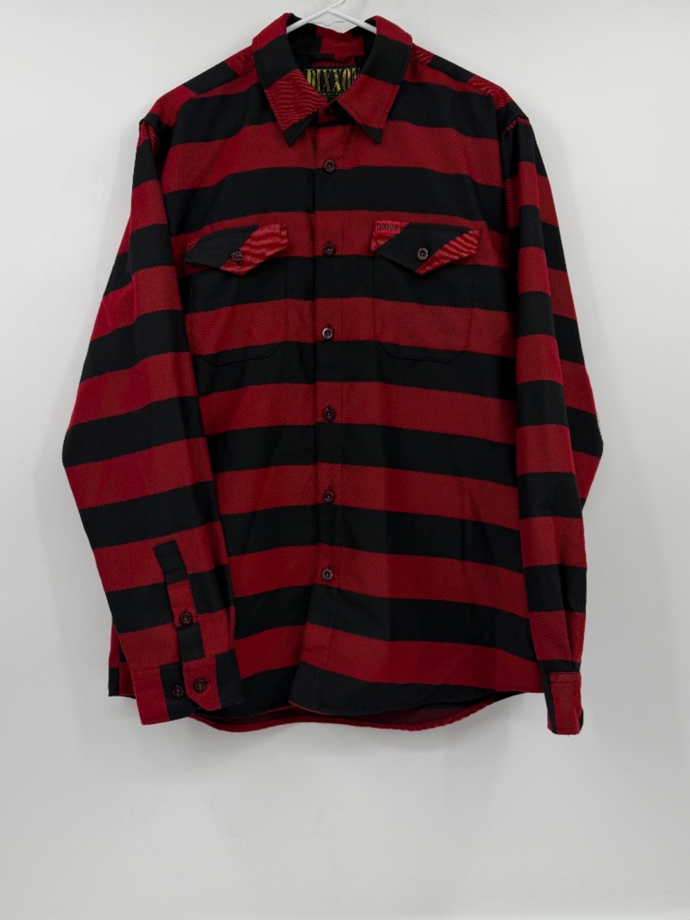Dixxon Flannel Shirt Men Large The Cobain Nirvana Red Black Striped Button Up